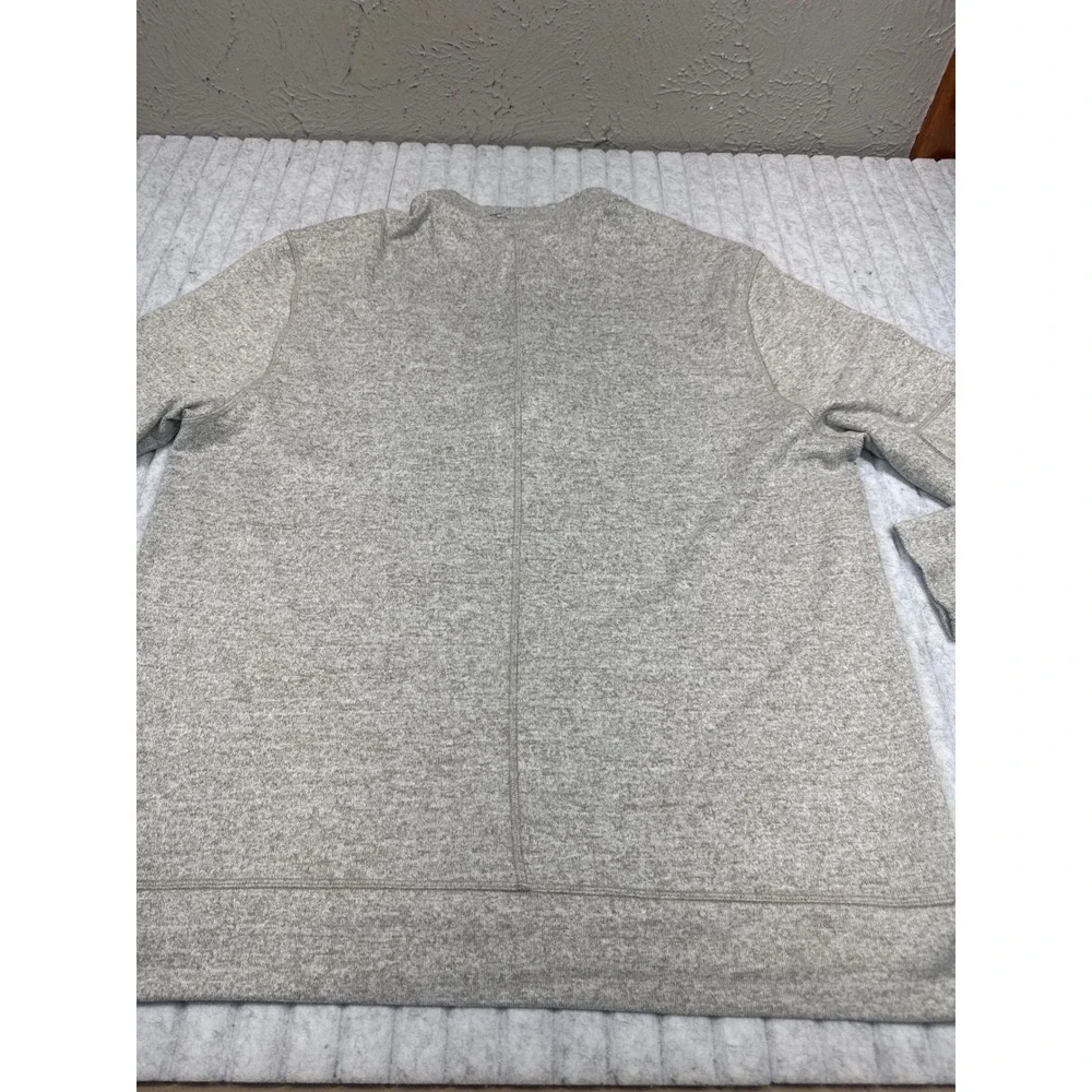 Greg‎ Norman Mens Large Quarter Zip Pullover Sweater Oatmeal Beige Elbow Patches